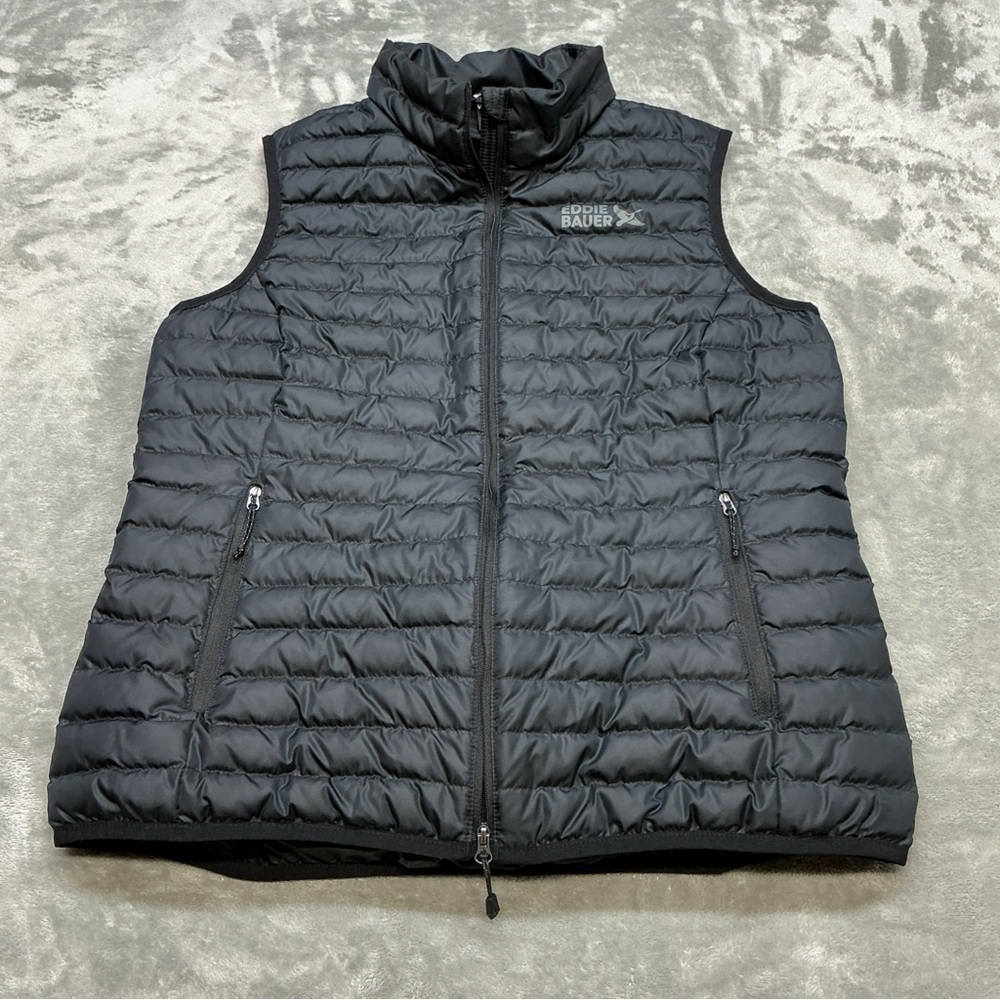 Eddie Bauer  650 Down Vest Women’s Medium black puffer outdoor hiking casual - Picture 3 of 12